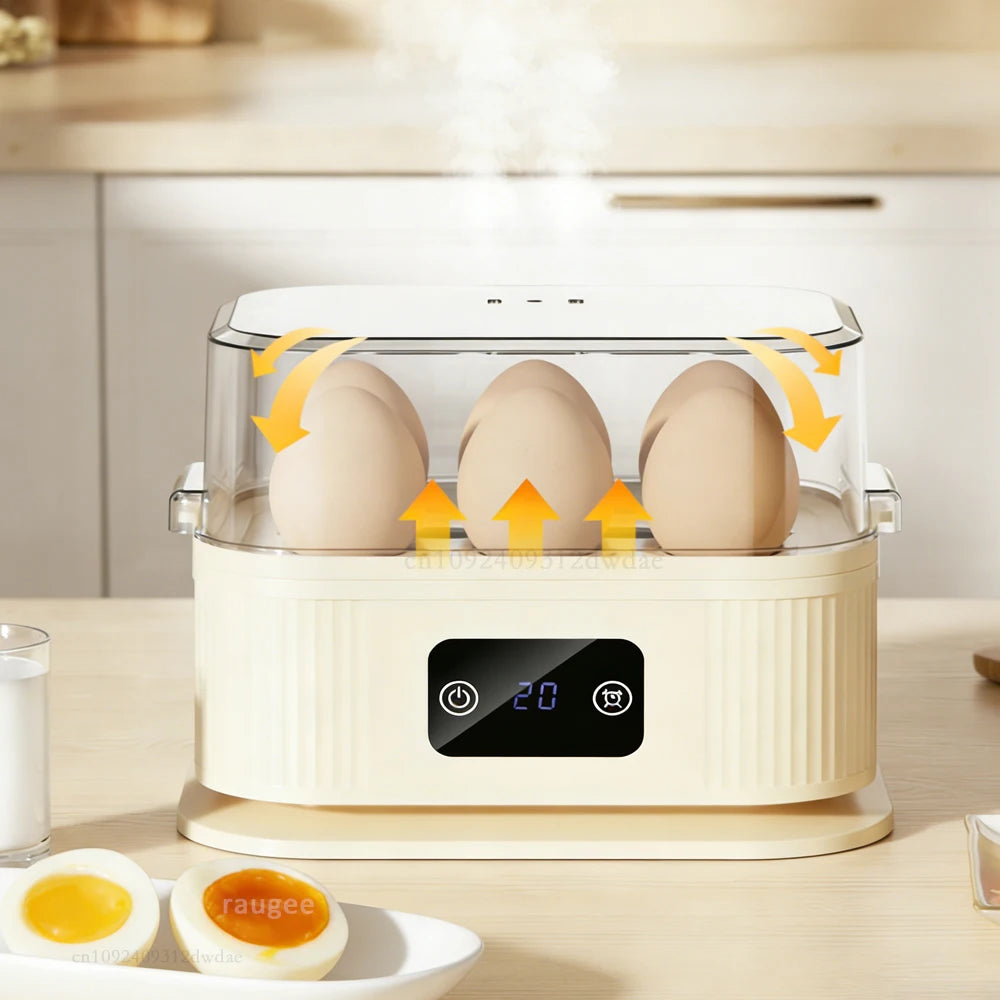 Electric Egg Boiler Mini Egg Cooker With Timer Auto-Shut Off Egg Steamer Breakfast Egg Maker 6 Eggs Boiled Machine Egg Cooker