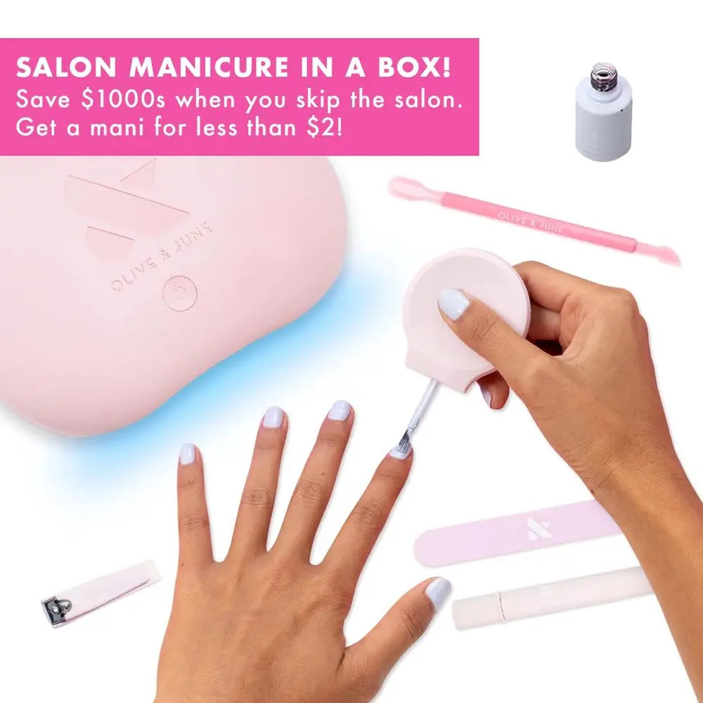 At-Home Gel Manicure Kit: Tools, Peel-Off Base & Top Coats, LED Lamp, Cuticle Care, 15-Free, Vegan & Cruelty-Free