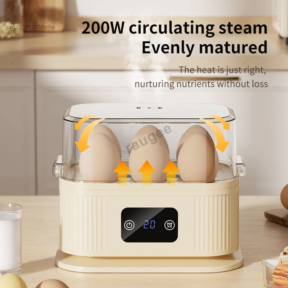 Electric Egg Boiler Mini Egg Cooker With Timer Auto-Shut Off Egg Steamer Breakfast Egg Maker 6 Eggs Boiled Machine Egg Cooker