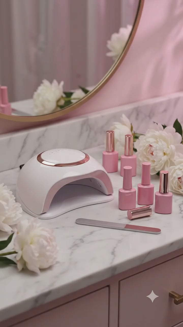 At-Home Gel Manicure Kit: Tools, Peel-Off Base & Top Coats, LED Lamp, Cuticle Care, 15-Free, Vegan & Cruelty-Free